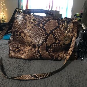 NWOT Michael Kors Brown Tote with Snakeskin Pattern